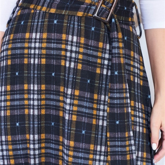 BLACK MUSTARD CHECKERED SKIRT - Picture 3 of 14